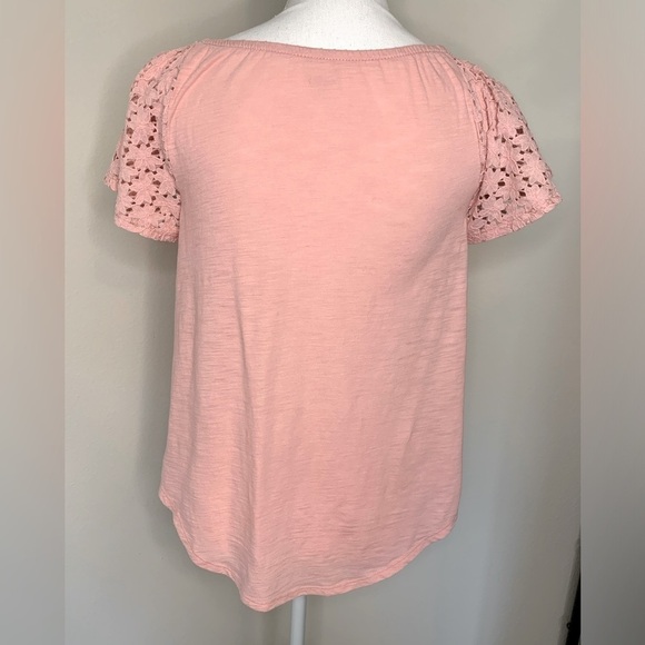 Old Navy Womens Boho Lace Crochet Flutter Sleeve Top Pink Size M. - Picture 3 of 7